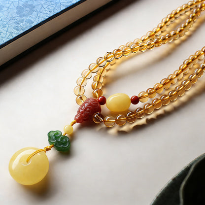 108‑Bead Citrine Pixiu Bracelet — Meaning of Fortune Protection| Zen Ara Grove