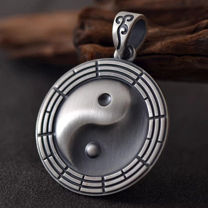 Solid 999 Fine Silver  Taiji Bagua Pendant Necklace – Symbol of Harmony and Inner Balance | Zen Ara Grove