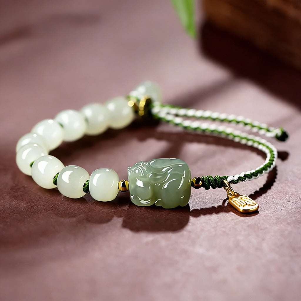 Hand‑Carved Jade Pixiu Bracelet — Meaning of Prosperity| Zen Ara Grove