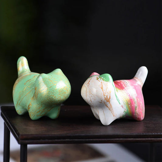 Mini Lovely Cat Ebony Wood Lacquer Craft Peace Decoration  | Zen Ara Grove