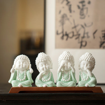 Ceramic Buddha Figurine – Zen Mini Tathagata with Four Noble Reminders | Zen Ara Grove