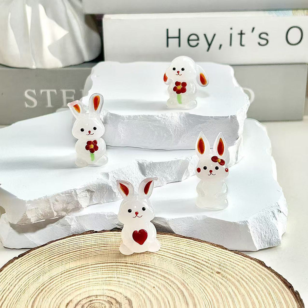 "Bunny Gathering"Handcrafted Glass Figurines – A Scene of Joy and Innocence  | Zen Ara Grove