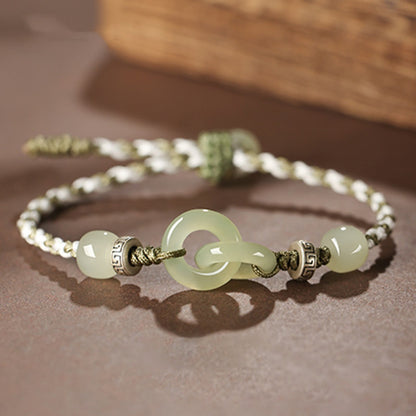 Zen Hetian Jade Double Peace Buckle Bracelet – Eternal Bond | Zen Ara Grove