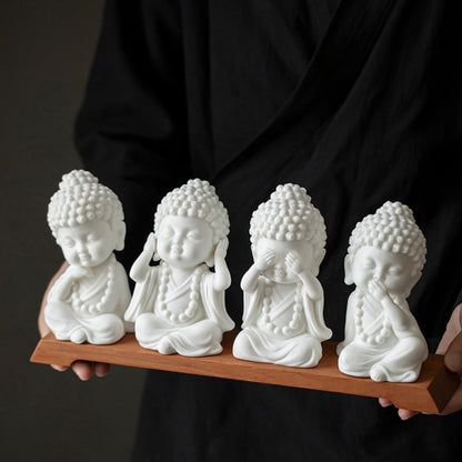 Ceramic Buddha Figurine – Zen Mini Tathagata with Four Noble Reminders | Zen Ara Grove