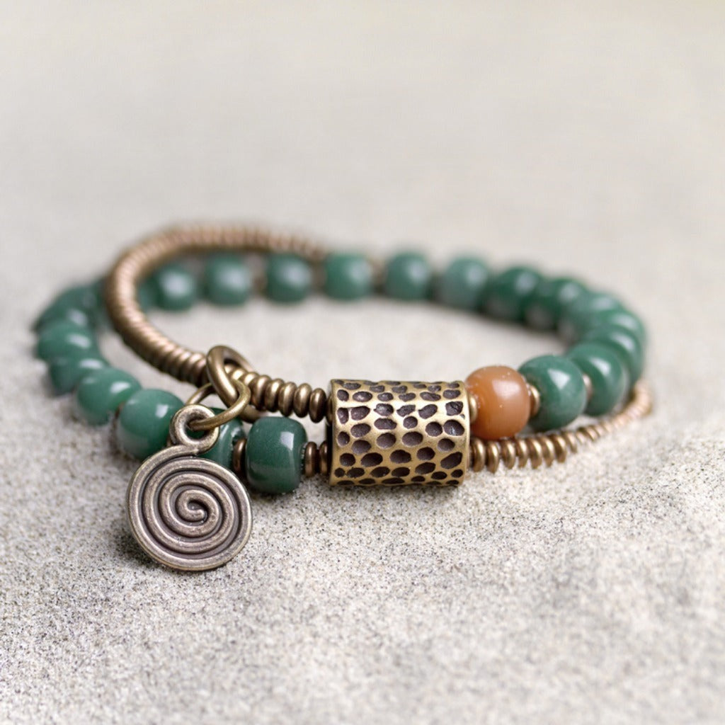 Vintage Ethnic Green Bodhi Root Bracelet | Zen Ara Grove