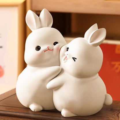 Bunny & Duck Hug Figurine Set – Symbol of Warmth & Blessing | Zen Ara Grove
