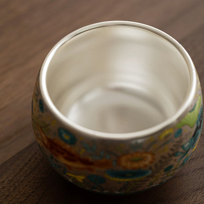 999 Silver Tea Cup – Emblem of Serenity & Blessing – Fine Hammered Finish | Zen Ara Grove