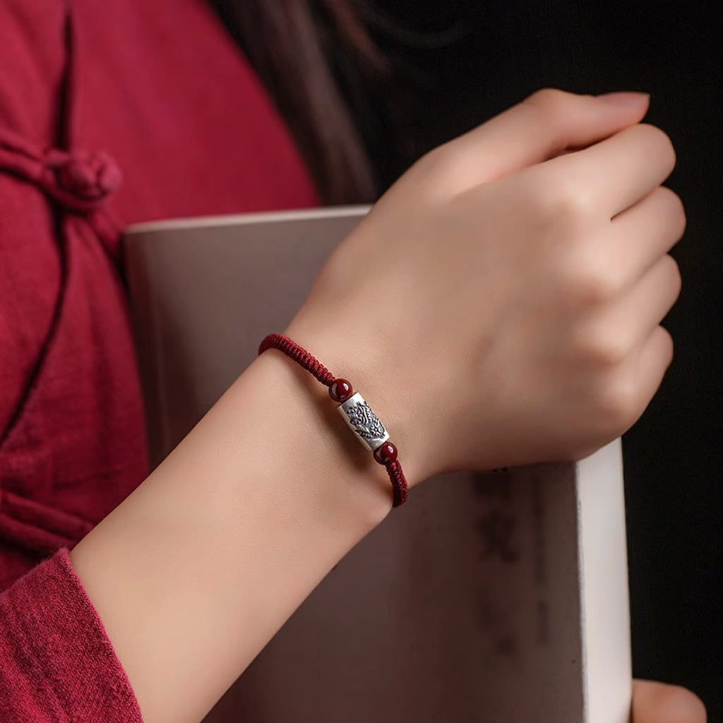 925 Silver 12 Zodiac Cinnabar Bead Handwoven Red Cord Bracelet – Protection & Blessing | Zen Ara Grove