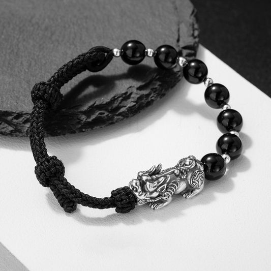 Pixiu Guardian – Silver & Black Wristwear | Zen Ara Grove