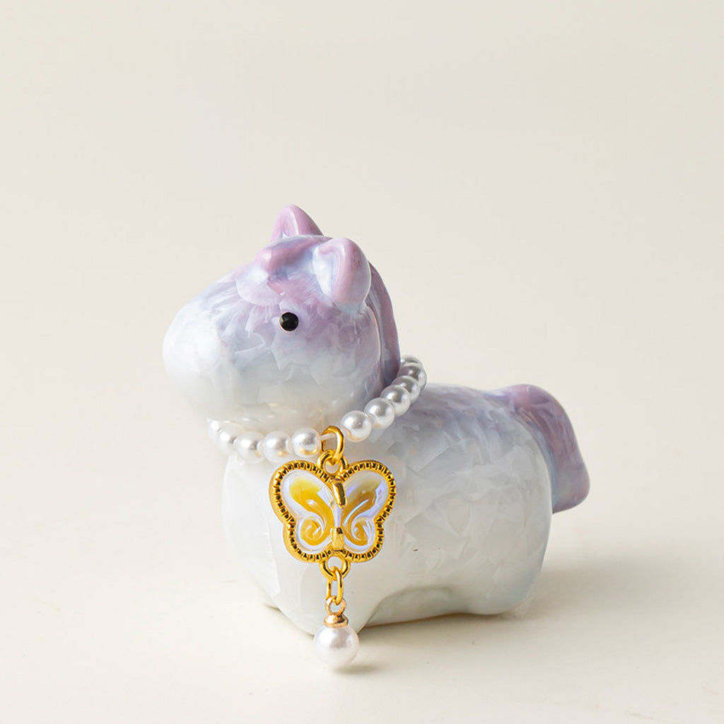 Ceramic Horse Figurine with Gradient Purple Crystalline Glaze – Artistic Shine and Serenity | Zen Ara Grove