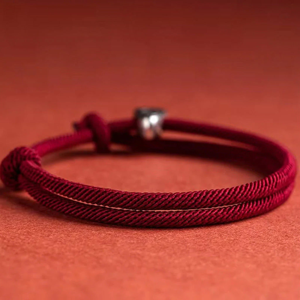 Adjustable Hand-Braided S925 Sterling Silver Fu Bracelet — Blessing & Strength
