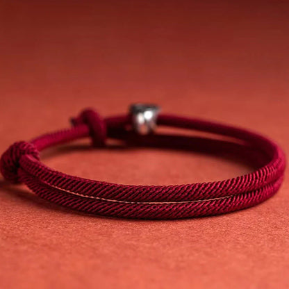 Adjustable Hand-Braided S925 Sterling Silver Fu Bracelet — Blessing & Strength