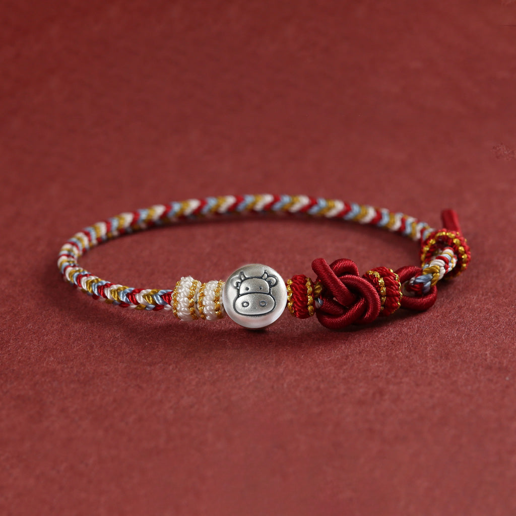 999 Silver 12 Zodiac Bead Braided Multi‑Color Adjustable Bracelet –Fortune & Peace | Zen Ara Grove