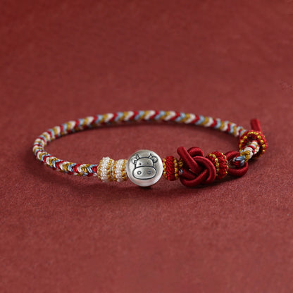 999 Silver 12 Zodiac Bead Braided Multi‑Color Adjustable Bracelet –Fortune & Peace | Zen Ara Grove