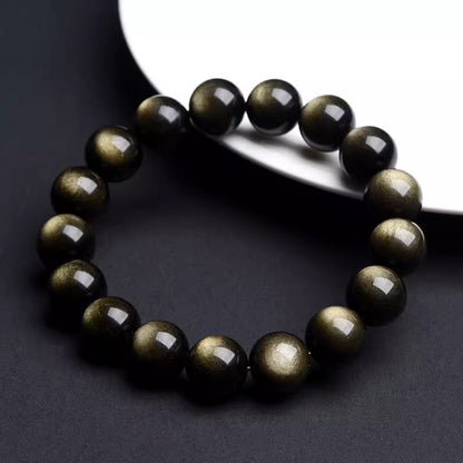 Golden & Silver Obsidian Bracelet – Confidence, Balance, and Craftsmanship | Zen Ara Grove