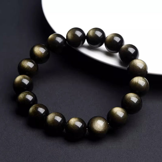 Golden & Silver Obsidian Bracelet – Confidence, Balance, and Craftsmanship | Zen Ara Grove