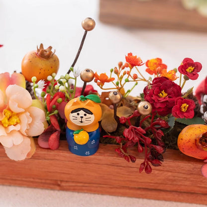 Handmade Silk Blossom Décor with Wooden Planter – Serenity in Bloom | Zen Ara Grove
