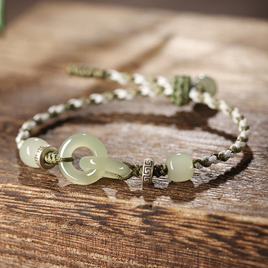 Zen Hetian Jade Double Peace Buckle Bracelet – Eternal Bond | Zen Ara Grove