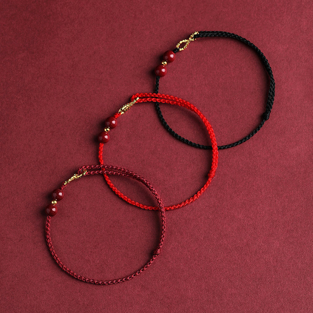 Adjustable Infinity Cord Bracelet with Cinnabar Beads