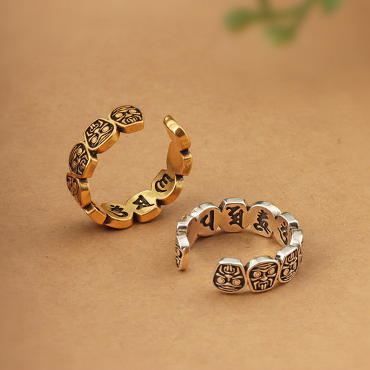 Zakiram Ring – Handcrafted Silver Ring with Ten Glyphs for Prosperity and Zen Living | Zen Ara Grove