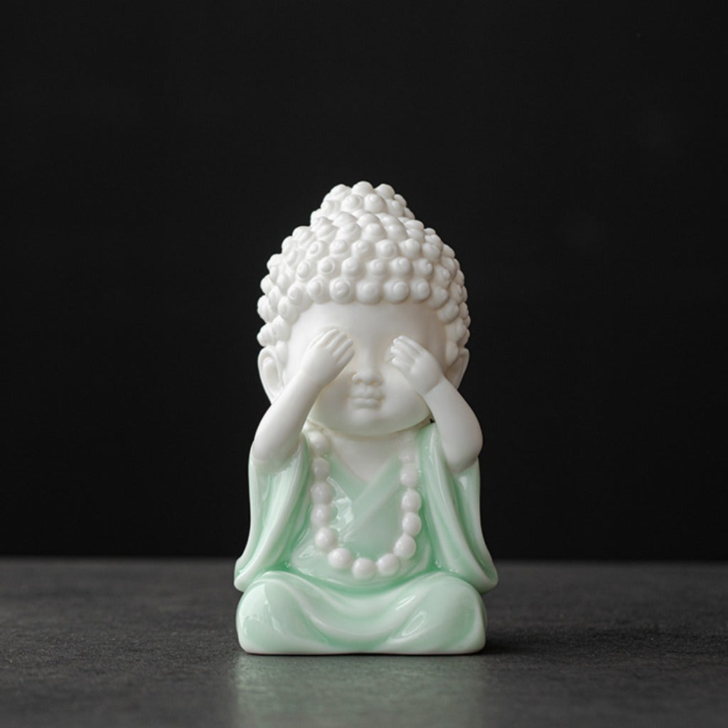 Ceramic Buddha Figurine – Zen Mini Tathagata with Four Noble Reminders | Zen Ara Grove
