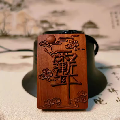 Wearable Lightning-Struck Wood Ziwei Talisman: Daoist Hand-Carved Wooden Pendant | Zen Ara Grove