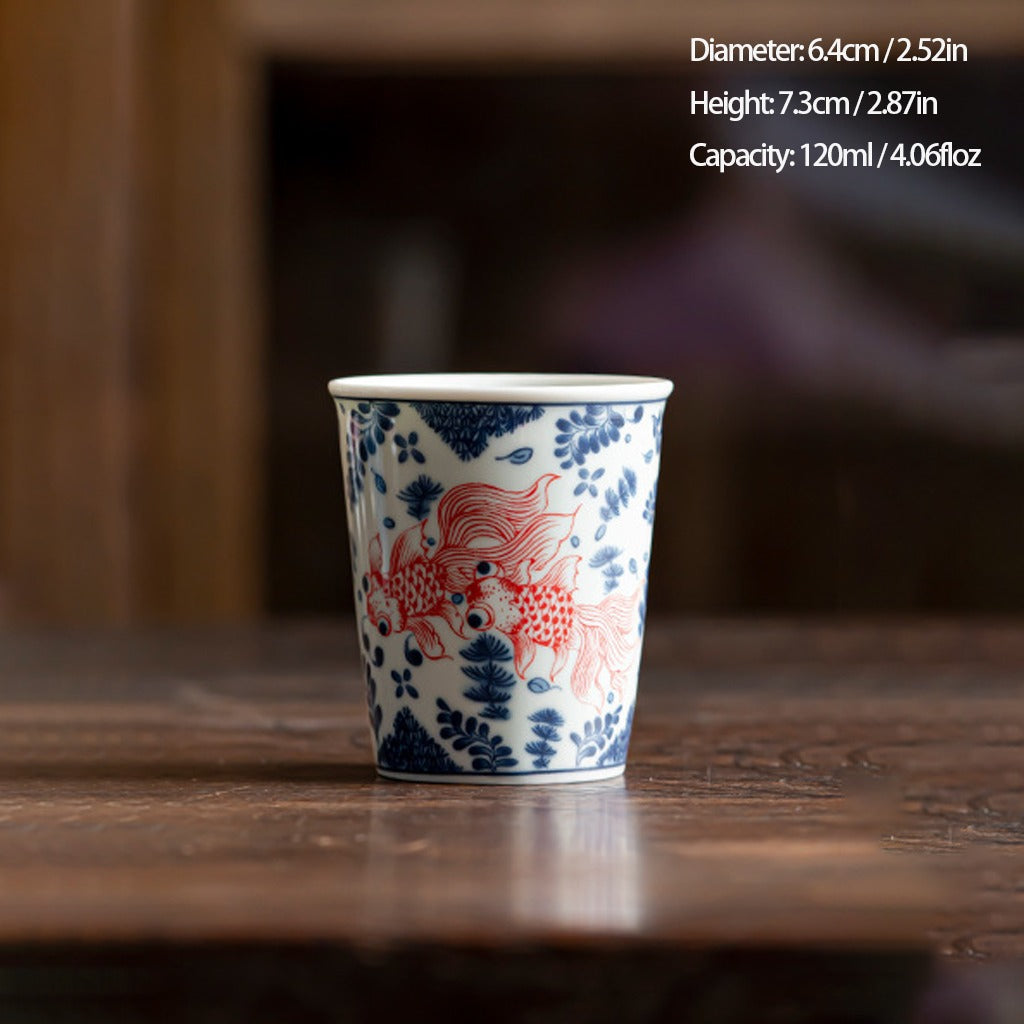 Antique-Style Celadon Blue-and-White Single Cup – Handcrafted Ceramic Tea Ware | Zen Ara Grove