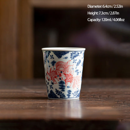 Antique-Style Celadon Blue-and-White Single Cup – Handcrafted Ceramic Tea Ware | Zen Ara Grove