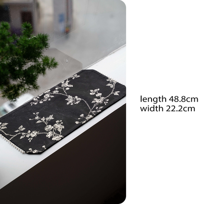 Zen Tea Mat - Embroidered Jade & Flow