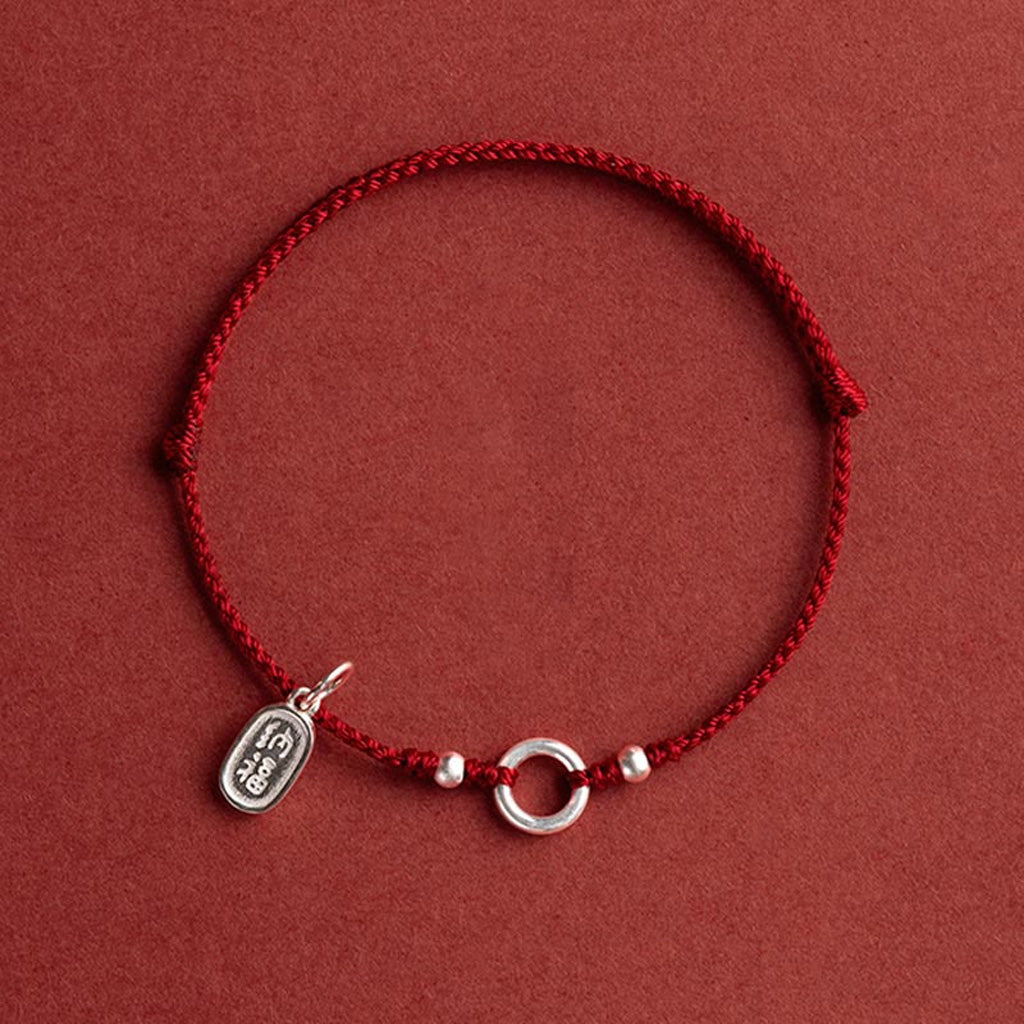 Adjustable Red Cord Bracelet or Anklet with Symbolic Charms — Good Wishes