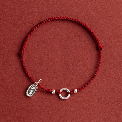 Adjustable Red Cord Bracelet or Anklet with Symbolic Charms — Good Wishes