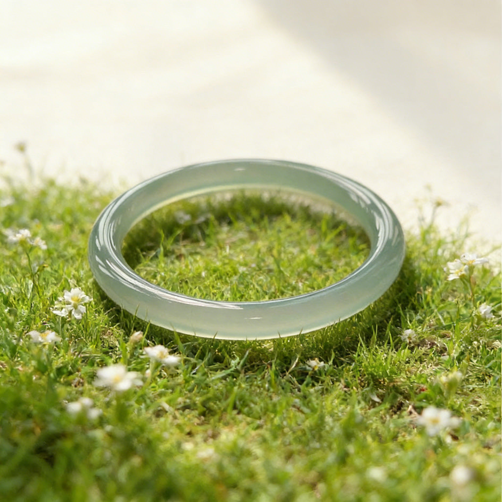 Green-White Chalcedony Slim Bracelet – Calm & Vitality | Zen Ara Grove