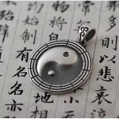 Solid 999 Fine Silver  Taiji Bagua Pendant Necklace – Symbol of Harmony and Inner Balance | Zen Ara Grove