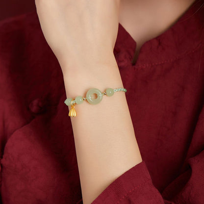 Adjustable Braided Peace Buckle Bracelet with Lotus Charm — Protection & Renewal