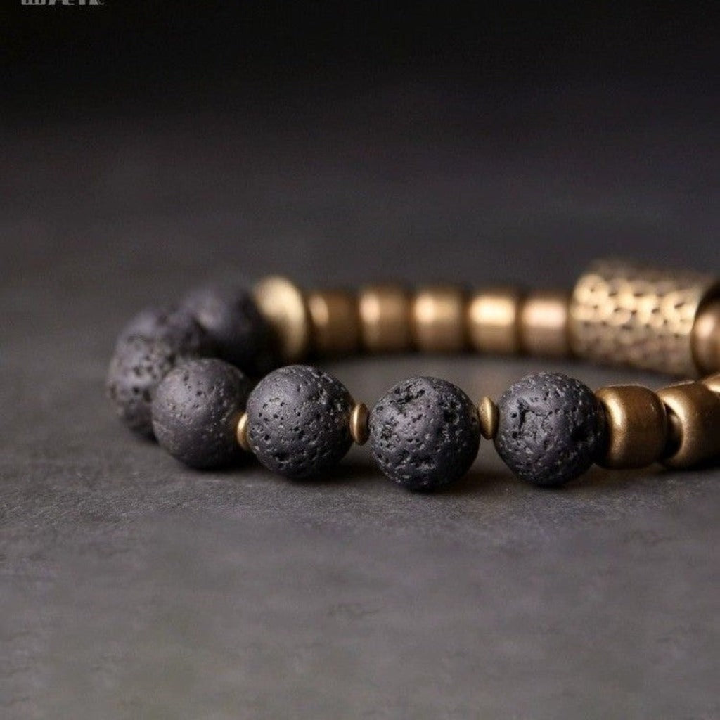 Brass & Lava Stone Energy Bracelet | Zen Ara Grove