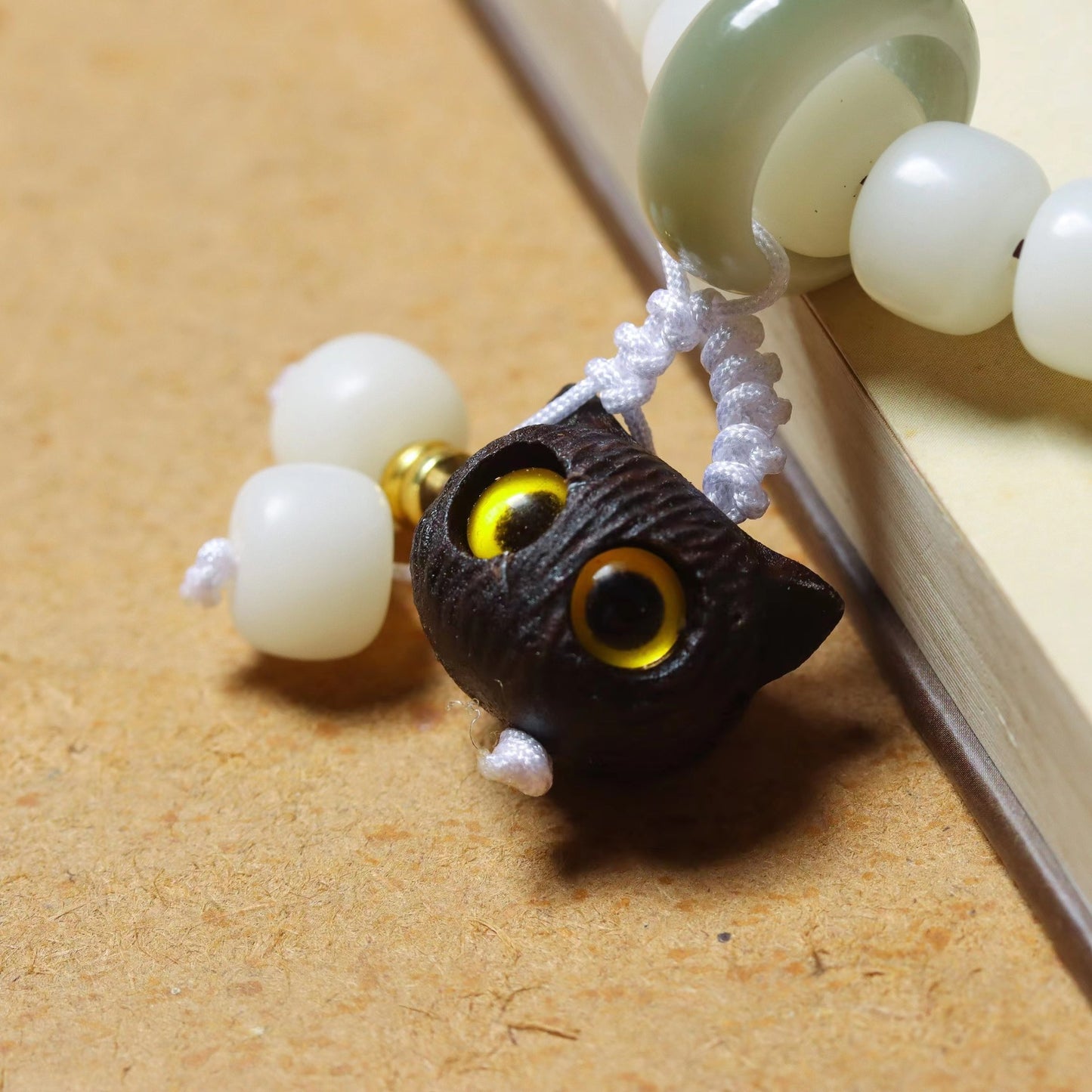 $9.99 LIMITED TIME OFFER Natural Bodhi Seed African Blackwood Lovely Cat Charm Peace Harmony Bracelet | Zen Ara Grove