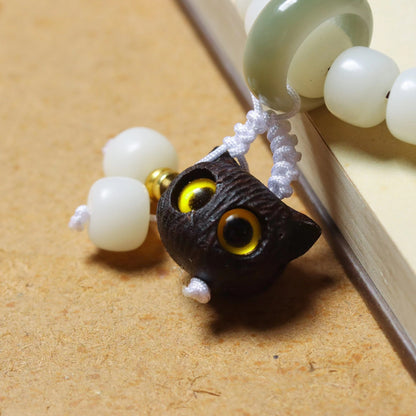 $9.99 LIMITED TIME OFFER Natural Bodhi Seed African Blackwood Lovely Cat Charm Peace Harmony Bracelet | Zen Ara Grove