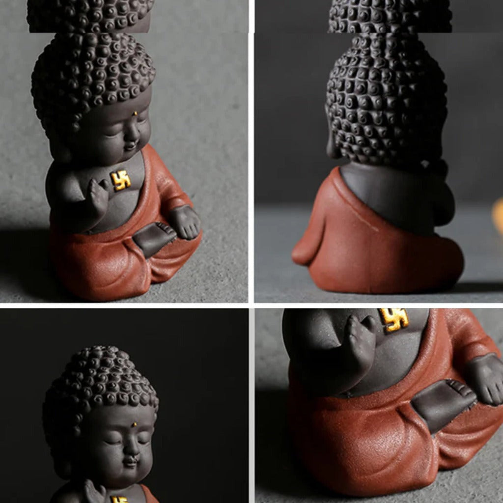 Purple Clay & Ceramic Meditating Buddha Statue – Elegant and Lifelike | Zen Ara Grove