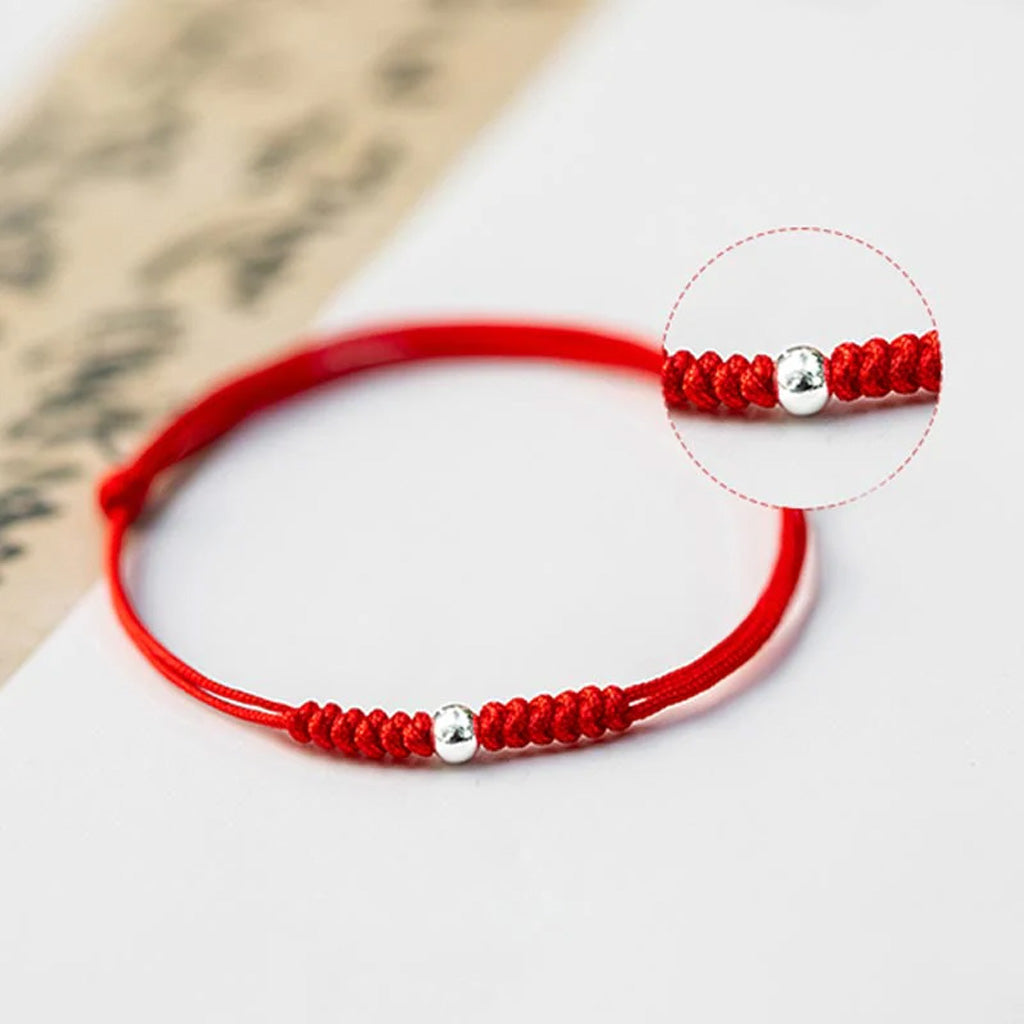 Adjustable Red Cord Bracelet with Square or Round Bead — Love & Courage