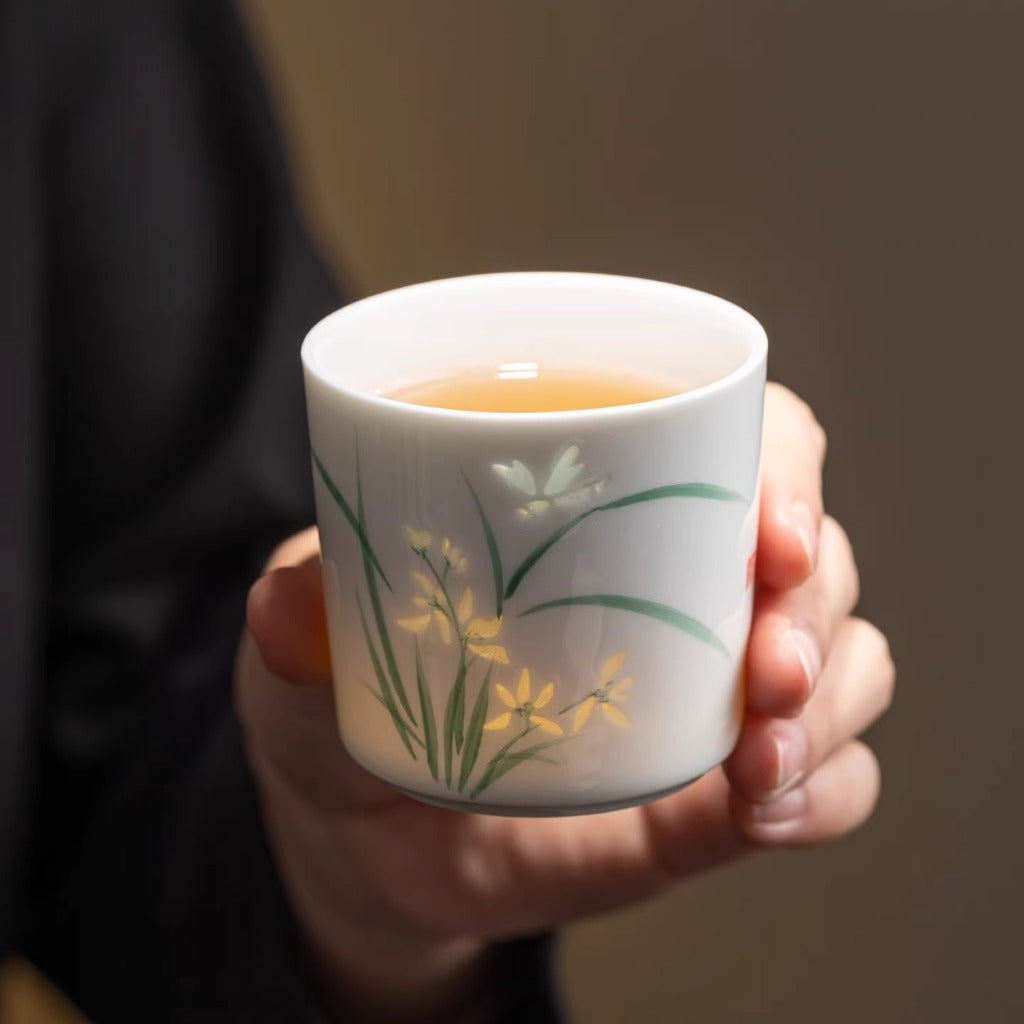 Hand-Painted Yingqing Translucent Porcelain Cup – Under-Glaze Artistry | Zen Ara Grove