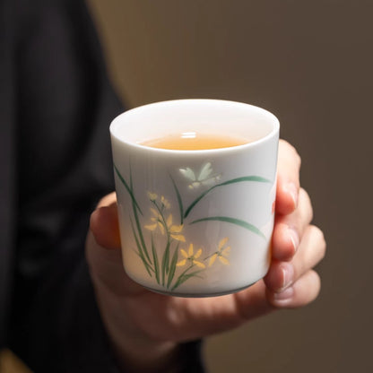 Hand-Painted Yingqing Translucent Porcelain Cup – Under-Glaze Artistry | Zen Ara Grove