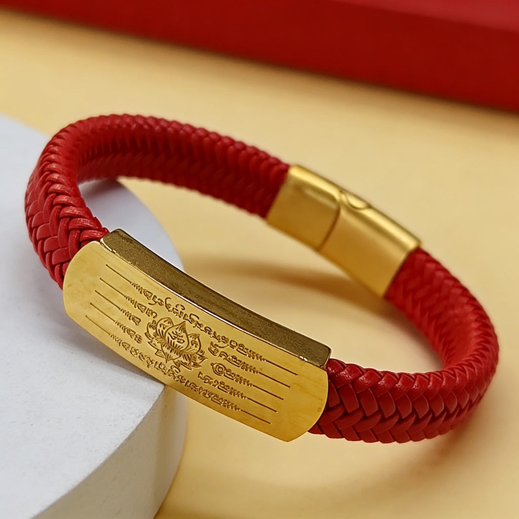 Orange Taisui Talisman Titanium Bracelet – Symbol of Protection and Courage | Zen Ara Grove