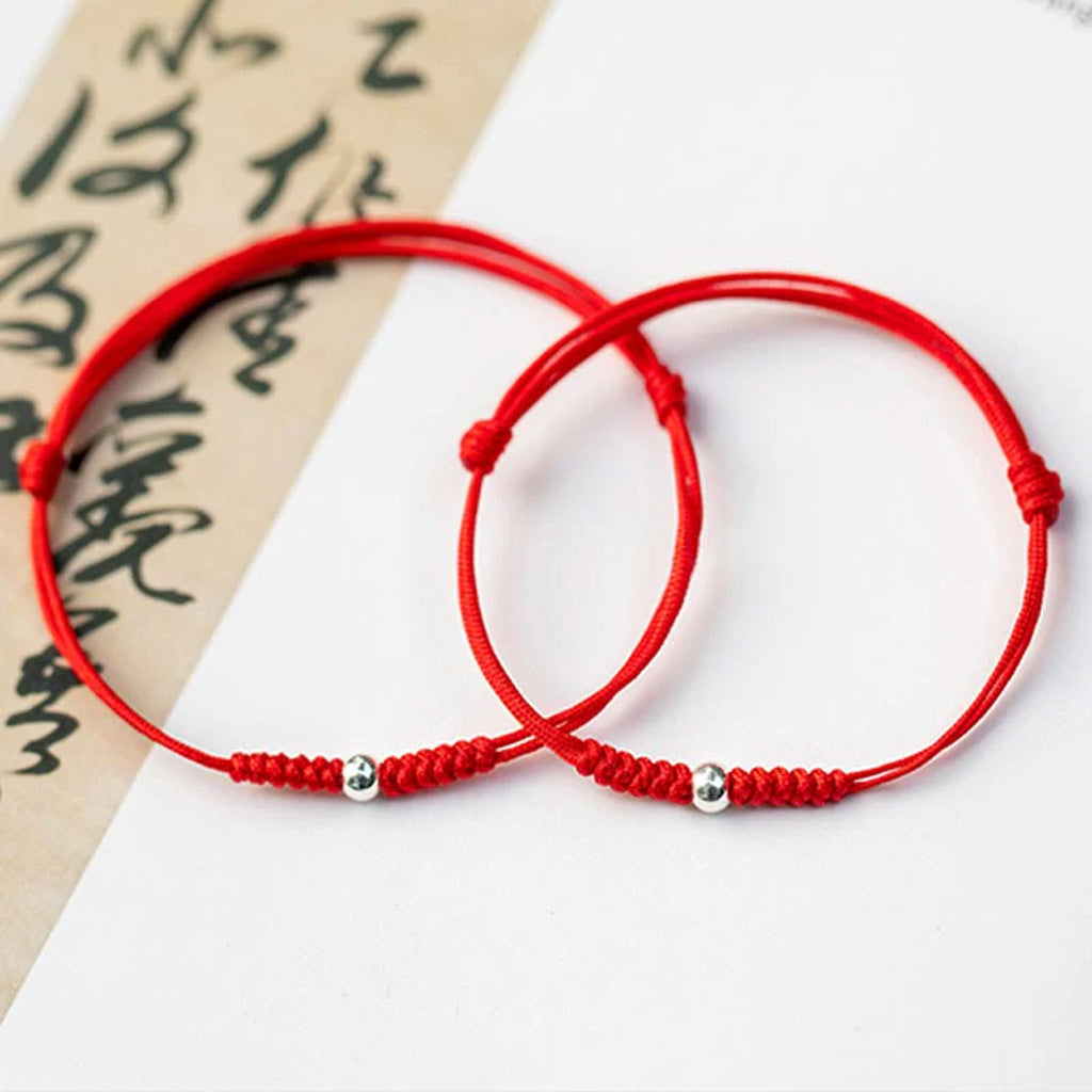 Adjustable Red Cord Bracelet with Square or Round Bead — Love & Courage