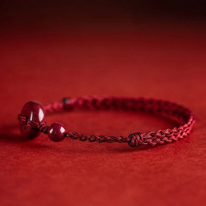 Adjustable Cinnabar Peace Buckle Cord Bracelet — Balance & Good Wishes