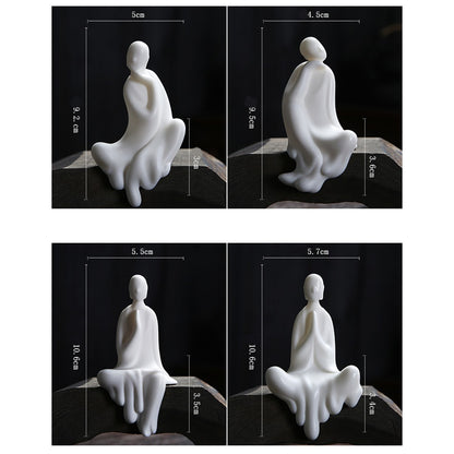 White Ceramic Formless Buddha Monk Figurine – Zen Serenity | Zen Ara Grove