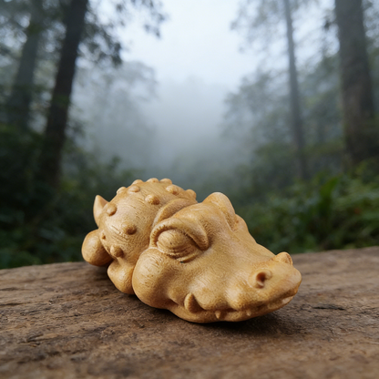 Hand-Carved Wooden Crocodile Figurine – Crafted Charm and Natural Warmth | Zen Ara Grove