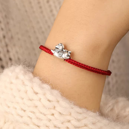 Sterling Silver Horse Charm Bracelet – Adjustable Braided Cord for Good Fortune | Zen Ara Grove