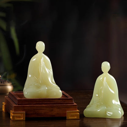 Handcrafted Jade Buddha Figurine – Minimalist Meditation Sculpture | Zen Ara Grove