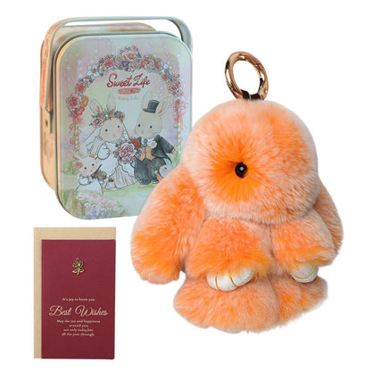 Fluffy Bunny Keychain – Symbol of Warm Blessing | Zen Ara Grove