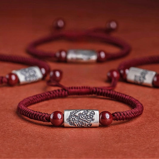 925 Silver 12 Zodiac Cinnabar Bead Handwoven Red Cord Bracelet – Protection & Blessing | Zen Ara Grove